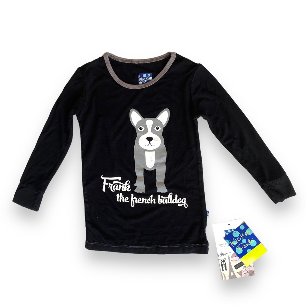 Kickee Pants Pajama Long Sleeve Shirt Frank the French Bulldog Bamboo Unisex 3T